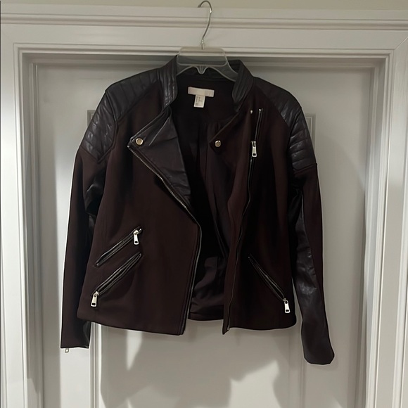 Women's Brown Faux Leather Jacket - Picture 1 of 3